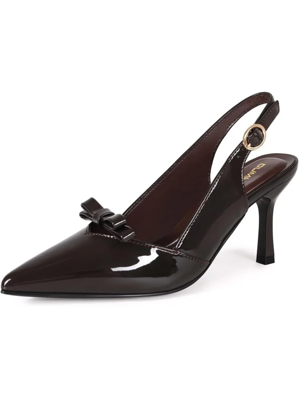 Women's Coffee Comfortable Slingback Closed Pointed Toe 3 inch Kitten Heels Pump